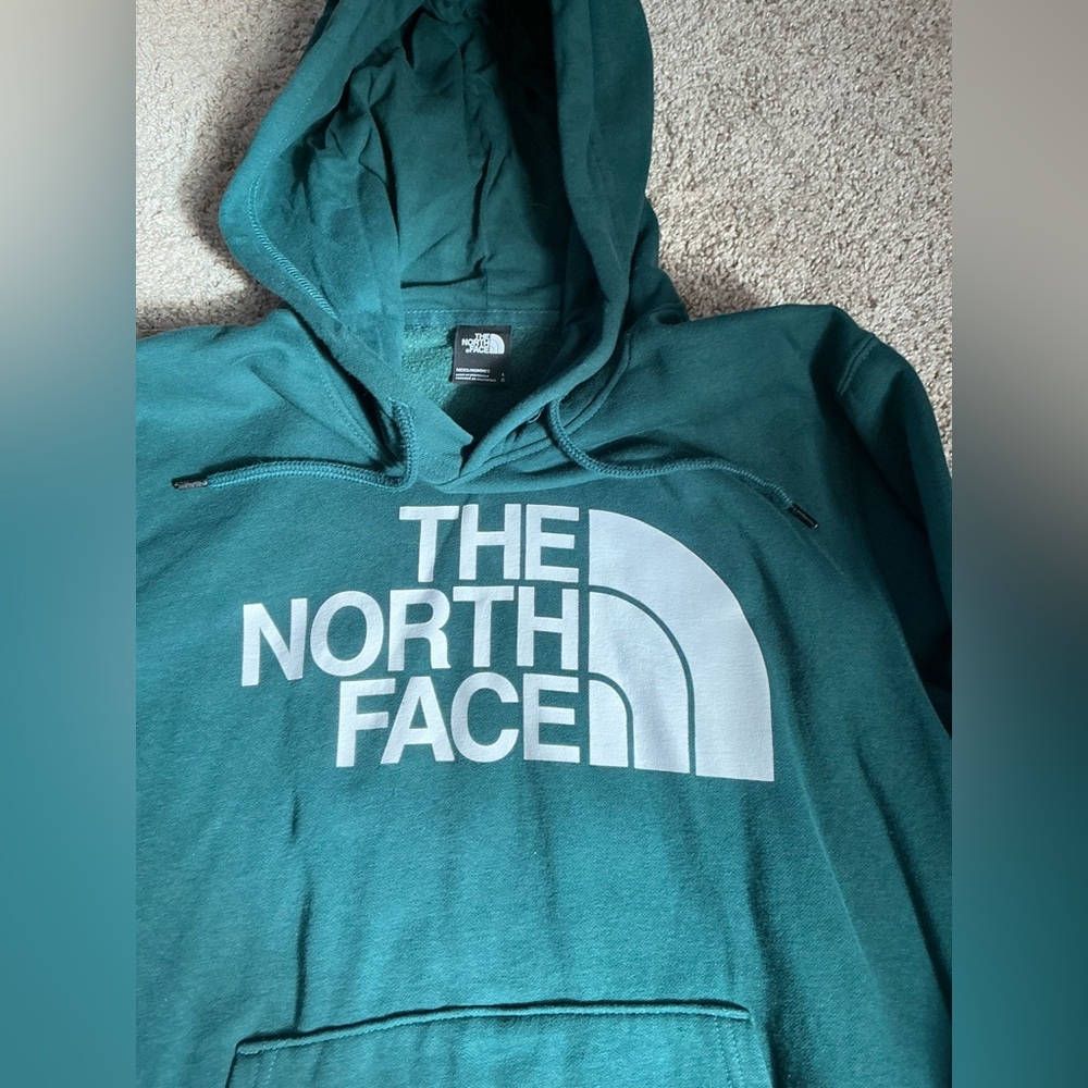 The North Face Teal Hoodie with White Logo
